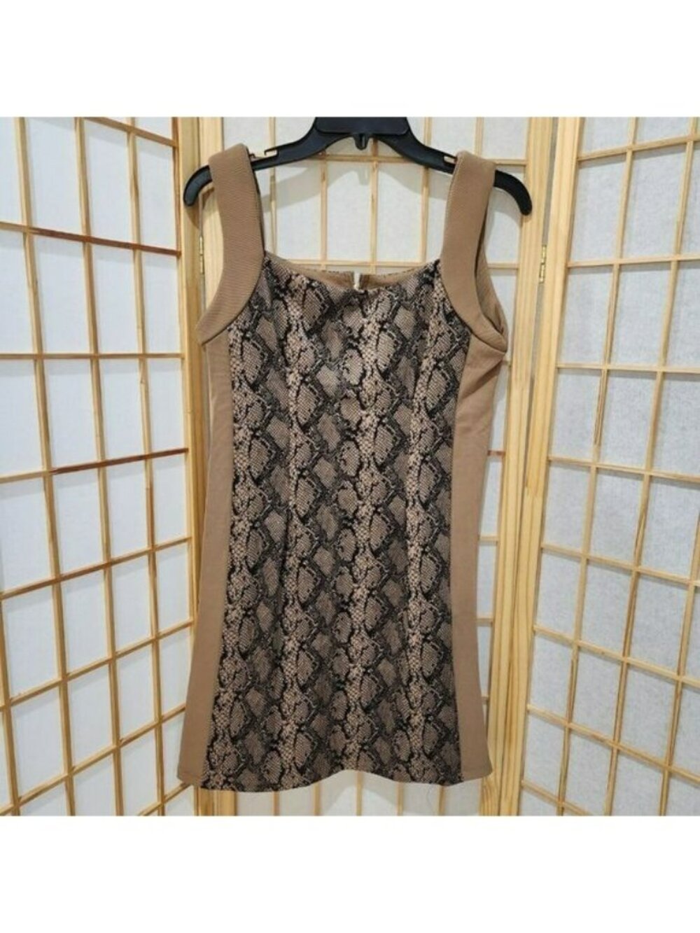 Radzoli Womens Black/Brown Animal Print Sleeveless Dress Sz Medium NWT